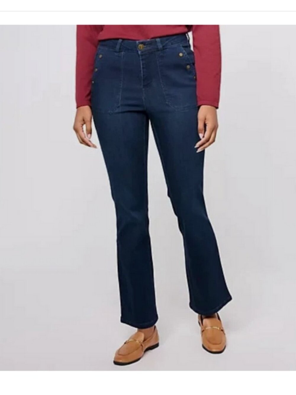 Belle by Kim Gravel TripleLuxe Denim Jean Dark Indigo Tall Size 26 Tag NIB